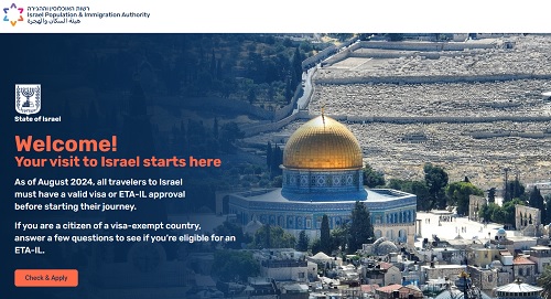 Elektronisches Visum für Israel-Reisende
